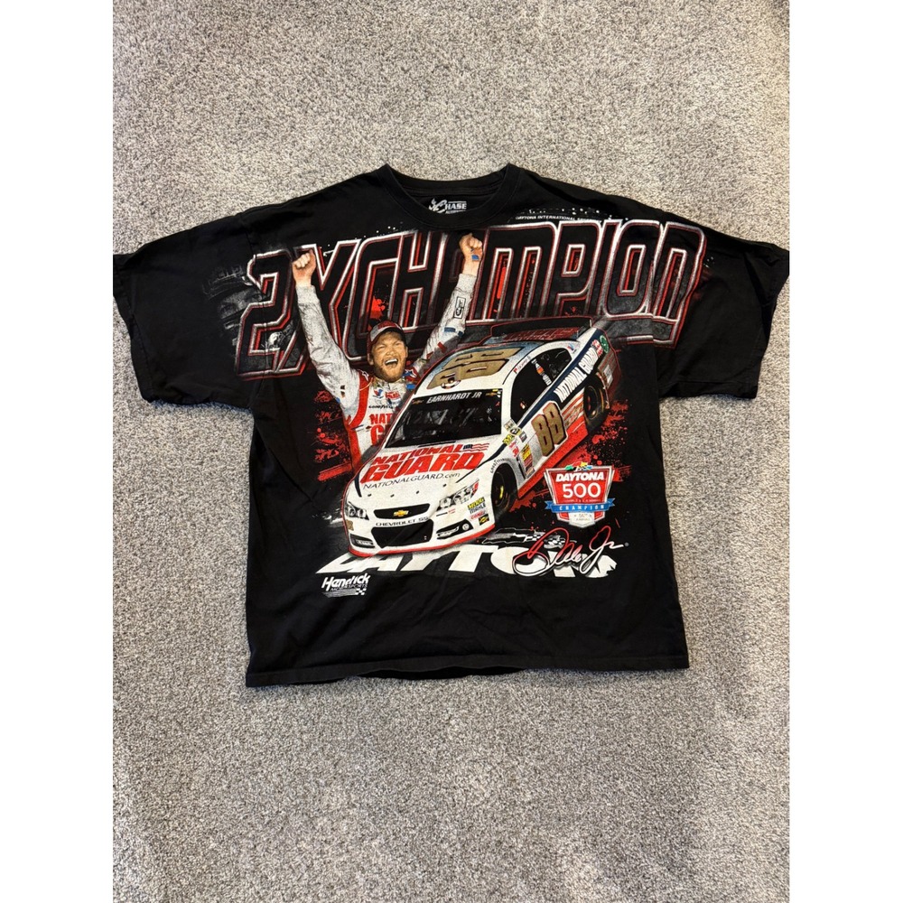 Chase Authentics T-Shirt Mens 2XL Black Dale Earnhardt Jr Daytona 500 Graphic